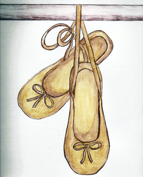 Ballet shoes - drawing by Leona Tate